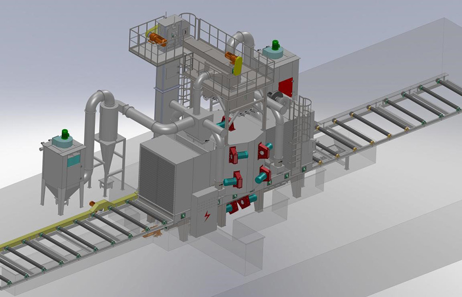 大型鋼結構輥道通過式拋丸清理機